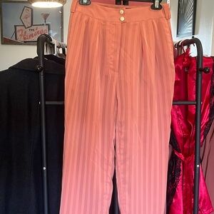 House of Harlow High-Waist Striped Coral Pink Trousers